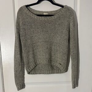 Light Gray with sparkles cropped Women's Knit Sweater - Casual Crewneck